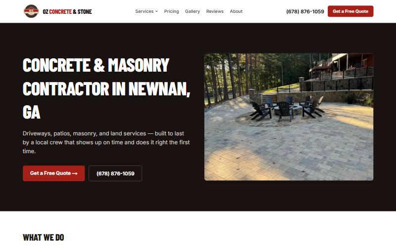 Oz Concrete & Stone website home page